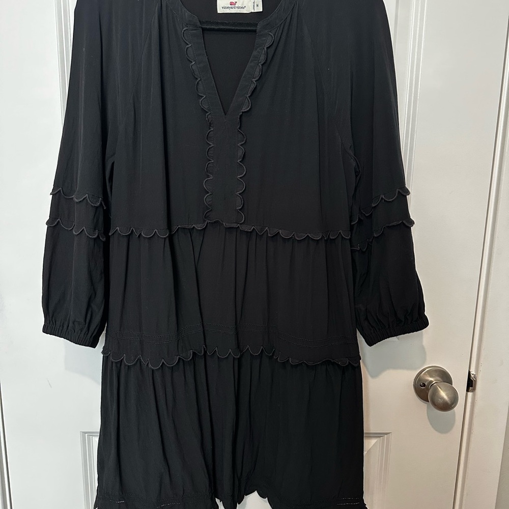 Vineyard Vines Black Scalloped Dress